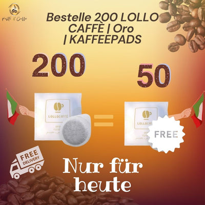 Nur für heute bestelle 200 Lollo Caffè | Oro | Kaffeepads und erhalte 50 gratis. Kostenlose Lieferung